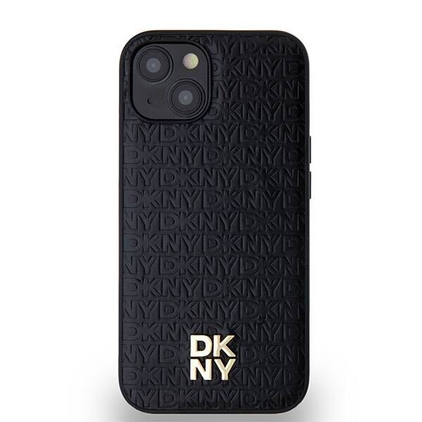 Original Case IPHONE 13 / 14 / 15 DKNY Hardcase Leather Monogram Pattern Metal Logo MagSafe (DKHMP14SPSHRPSK) black 3666339261474