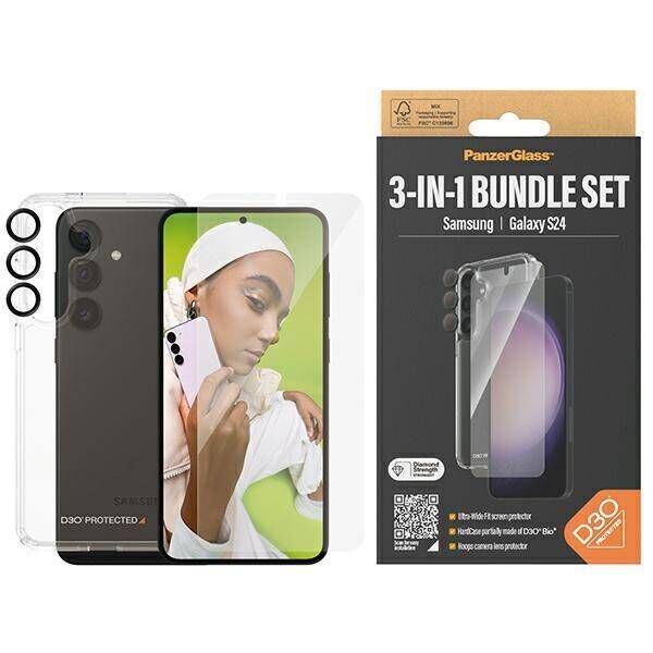 3in1 Set SAMSUNG GALAXY S24 PanzerGlass Bundle 3in1 Hardcase + Screen Protector + Camera Lens B1210+7350 transparent 5711724212109