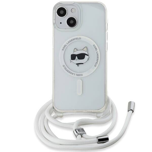 Original Case IPHONE 13 / 14 / 15 Karl Lagerfeld Hardcase IML Choupette Head & Cord MagSafe (KLHMP15SHCCHNT) transparent 3666339287122