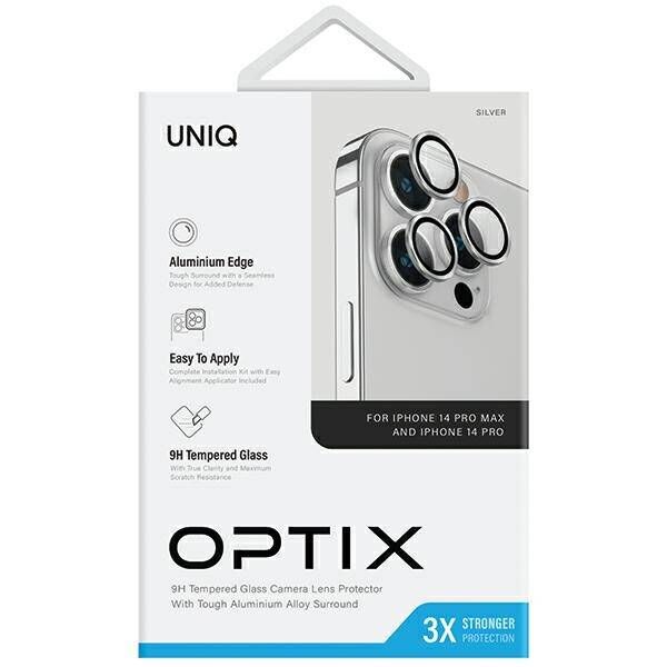 Tempered Glass for Camera IPHONE 14 PRO / 14 PRO MAX UNIQ Optix Aluminium Camera Lens Protector z Aplikatorem srebrny 8886463682463