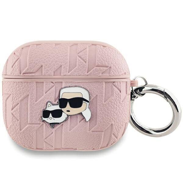 Original Case APPLE AIRPODS 3 Karl Lagerfeld Cover Monogram Karl & Choupette Head pink 3666339283698