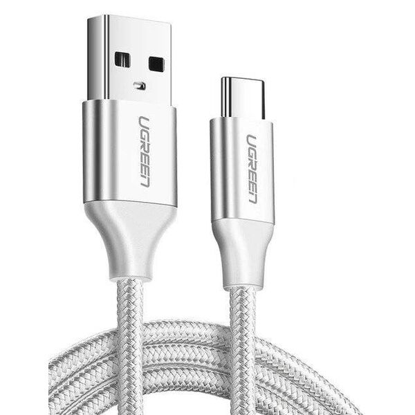 Nickel-plated USB-C cable QC3.0 UGREEN 0.25m (white) 6957303861293