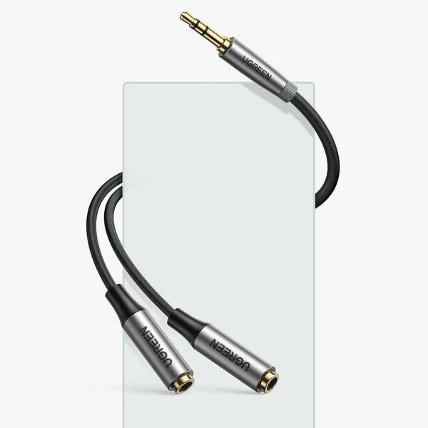 UGREEN AV191 AUX Audio splitter with jack 3.5mm cable, 20cm (silver) 6957303852536