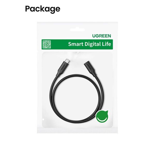 UGREEN USB Type C 3.1 Gen2 Male to Female Cable Nickel Plating 1m (Black) 6957303813872