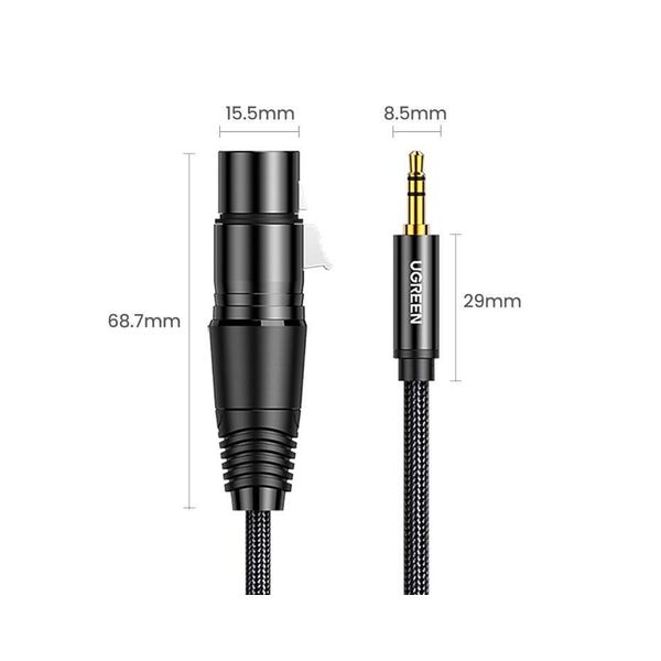 UGREEN AV131 Female XLR cable for jack 3.5 men - 2m (black) 6957303822447