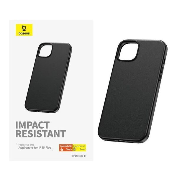 Case APPLE IPHONE 15 PLUS Baseus Fauxther Series black 6932172641153