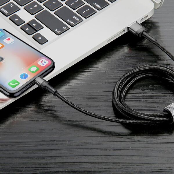 Baseus cable Cafule USB - Lightning 1,0 m 2,4A gray-black double side USB 6953156283343