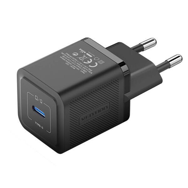 Vention Wall charger, Vention, FEPB0-EU, USB-C, 20W, GaN (black) 063902  FEPB0-EU έως και 12 άτοκες δόσεις 6922794782099