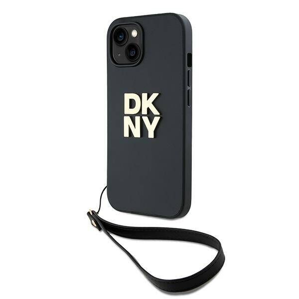 Original Case APPLE IPHONE 15 PLUS DKNY Hardcase Wrist Strap Stock Logo (DKHCP15MPBSWSK) black 3666339264741