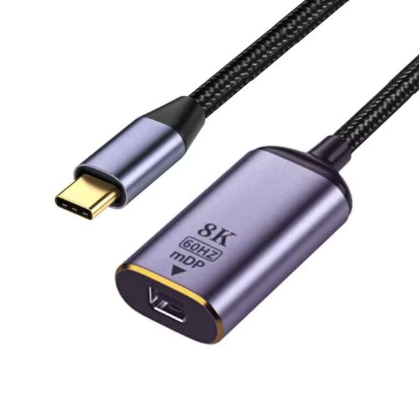 Adapter DeTech, USB-C – Mini DP, 8K, 60Hz, Gray - 17839 έως 12 άτοκες Δόσεις