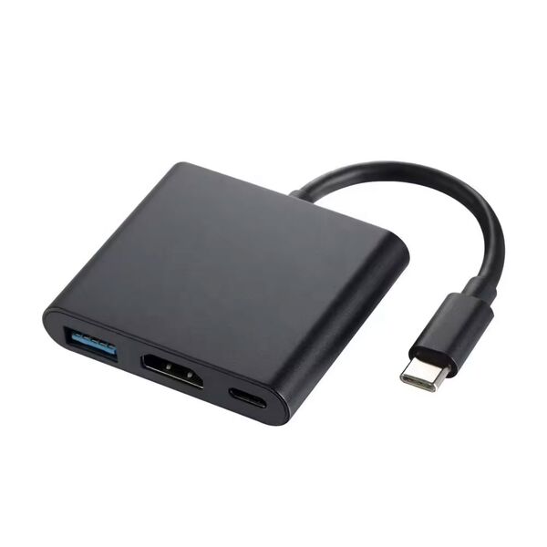 Adapter DeTech, 3in1 USB-C–HDMI+USB 3.0 + PD, 4K, 30Hz, Gray - 17844 έως 12 άτοκες Δόσεις