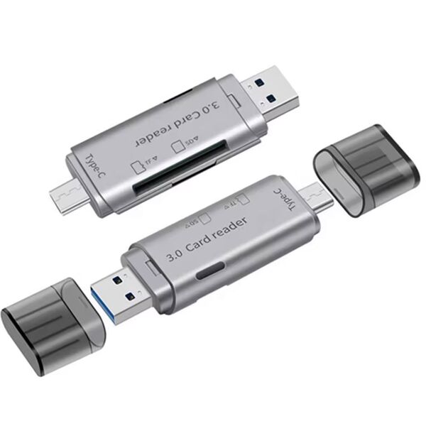 Card reader DeTech, USB Type-C - USB 3.0 OTG, SD, TF, Silver- 17854 έως 12 άτοκες Δόσεις