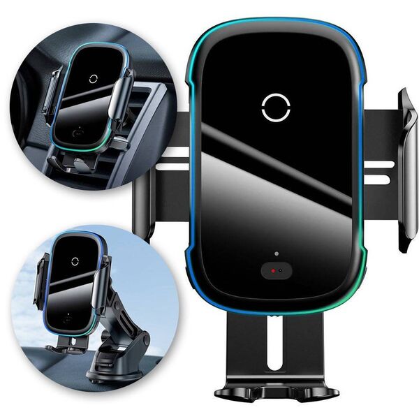 Baseus Light Electric Car Holder with Qi inductive charger (Black) 6953156212466