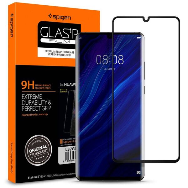 Tempered Glass HUAWEI P30 PRO Spigen Glas.tr Slim black 8809640251733