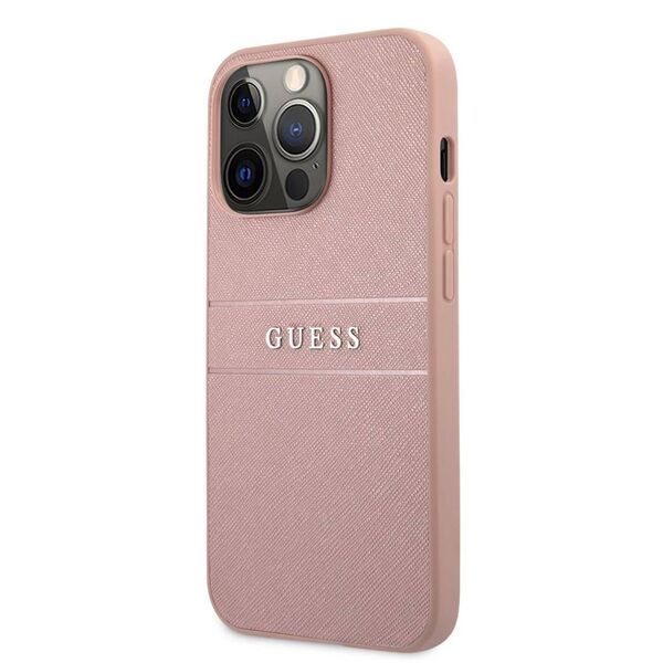 Original Case IPHONE 13 PRO MAX 6,7" Guess Hardcase Saffiano Stripe GUHCP13XPSASBPI pink 3666339023508