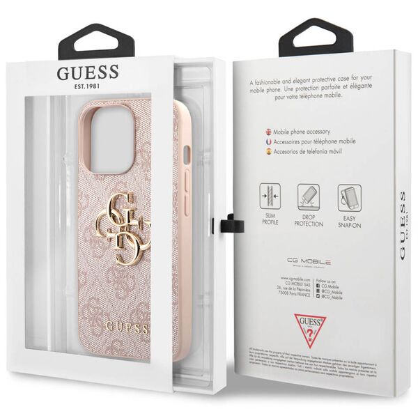 Original Case IPHONE 13 PRO MAX 6,7" Guess Hardcase 4G Big Metal Logo GUHCP13X4GMGPI pink 3666339024864