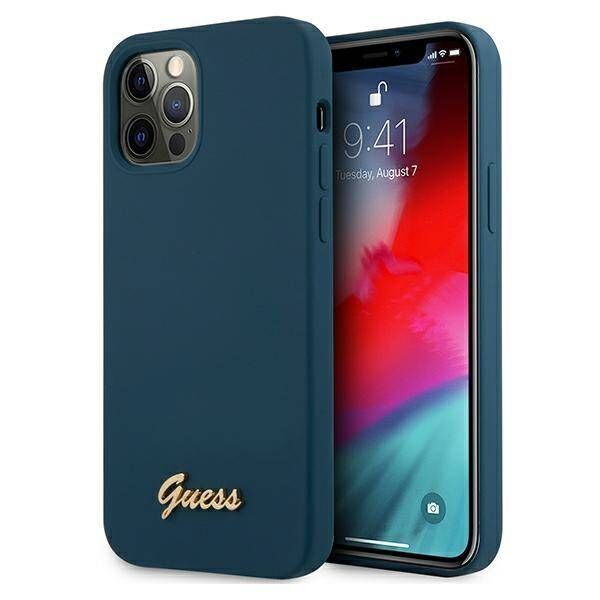 Original Case IPHONE 12 PRO MAX Guess Hardcase Metal Logo Script (GUHCP12LLSLMGBL) blue 3700740494622