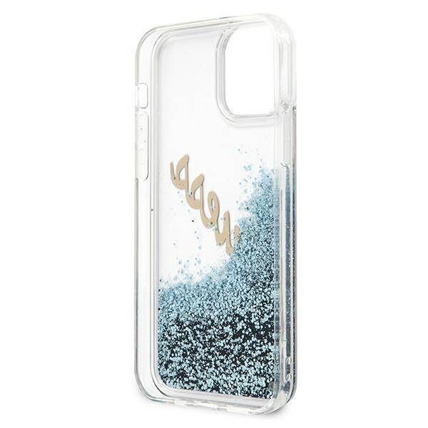 Original Case IPHONE 12 MINI Guess Hardcase Glitter Vintage Script (GUHCP12SGLVSBL) blue 3700740495308