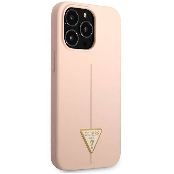 Case IPHONE 13 PRO Guess Hardcase Silicone Triangle (GUHCP13LSLTGP) pink 3666339041014