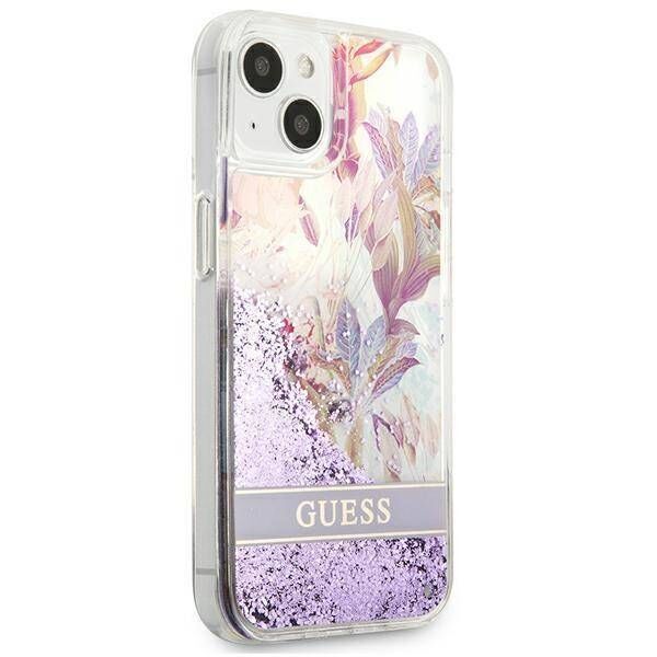 Case IPHONE 13 MINI Guess Hardcase Flower Liquid Glitter (GUHCP13SLFLSU) purple 3666339041274