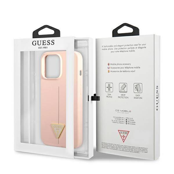 Case IPHONE 13 PRO MAX Guess Hardcase Silicone Triangle (GUHCP13XSLTGP) pink 3666339041021