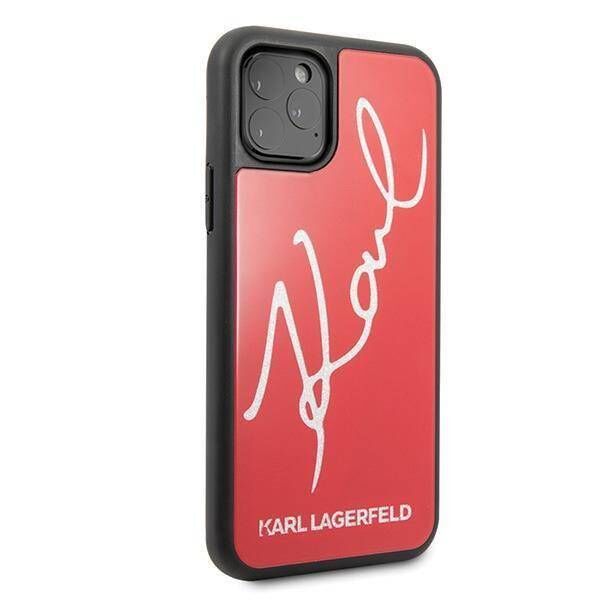 Original Case IPHONE 11 PRO MAX Karl Lagerfeld Hard Case Signature Glitter (KLHCN65DLKSRE) red 3700740467589