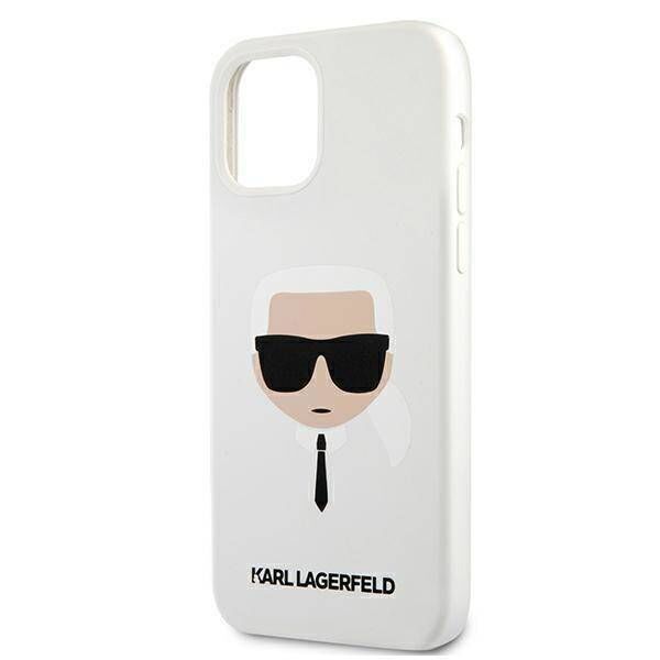 Original Case IPHONE 12 MINI Karl Lagerfeld Hardcase Silicone Karl`s Head (KLHCP12SSLKHWH) white 3700740482773