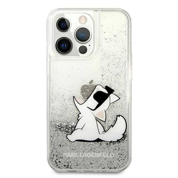 Original Case IPHONE 13 PRO MAX Karl Lagerfeld Hardcase Liquid Glitter Choupette Fun (KLHCP13XGCFS) silver 3666339029005