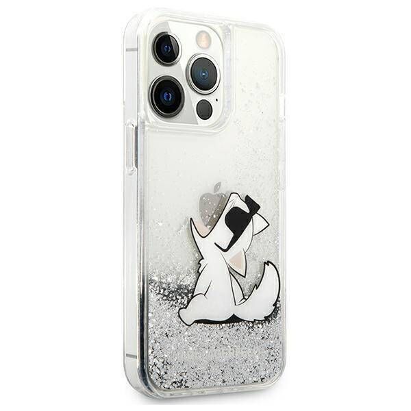 Original Case IPHONE 13 PRO MAX Karl Lagerfeld Hardcase Liquid Glitter Choupette Fun (KLHCP13XGCFS) silver 3666339029005