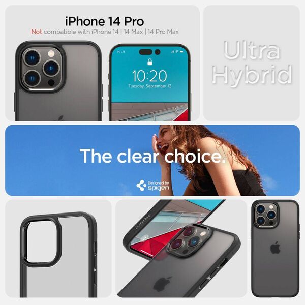 Case IPHONE 14 PRO Spigen Ultra Hybrid Crystal Frost Black 8809811864656