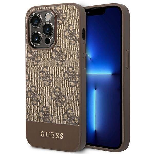 Original Case IPHONE 14 PRO Guess Hard Case 4G Stripe Collection brown 3666339088521