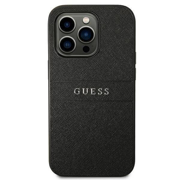 Original Case IPHONE 14 PRO Guess Saffiano Strap black 3666339088606