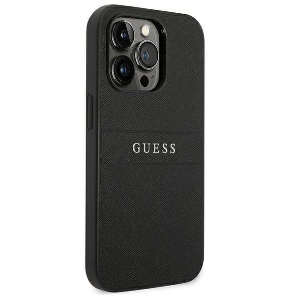 Original Case IPHONE 14 PRO Guess Saffiano Strap black 3666339088606