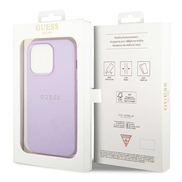 Original Case IPHONE 14 PRO Guess Saffiano Strap purple 3666339088644