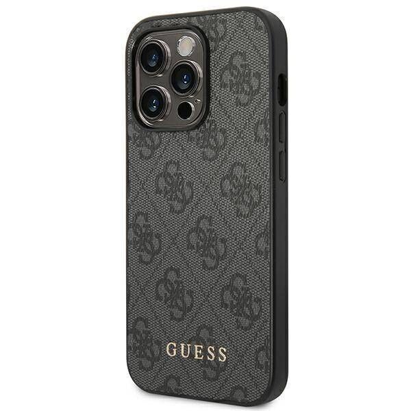 Original Case IPHONE 14 PRO MAX Guess Hard Case 4G Metal Gold Logo gray 3666339094065