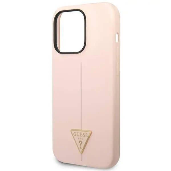 Case IPHONE 14 PRO MAX Guess Hardcase Silicone Triangle pink 3666339065959