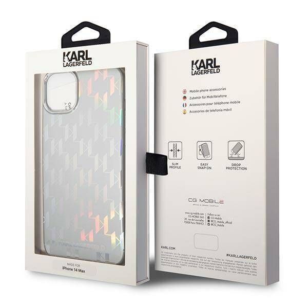 Original Case IPHONE 14 PLUS Karl Lagerfeld Hardcase Monogram Iridescent silver 3666339093082