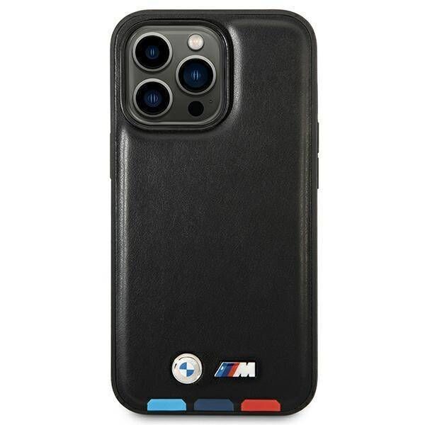 Original Case IPHONE 14 PRO BMW Leather Stamp Tricolor MagSafe (BMHMP14L22PTDK) black 3666339089320