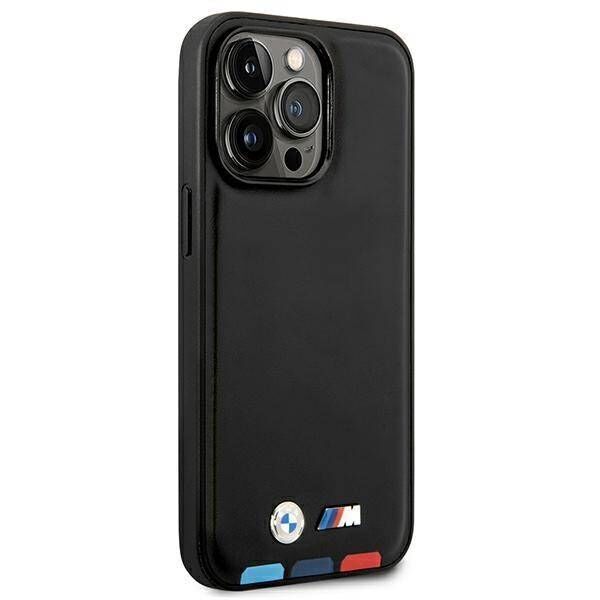 Original Case IPHONE 14 PRO BMW Leather Stamp Tricolor MagSafe (BMHMP14L22PTDK) black 3666339089320