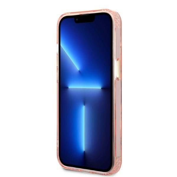 Original Case IPHONE 13 Guess Hard Case Gold Outline Translucent MagSafe (GUHMP13MHTCMP) pink 3666339057107