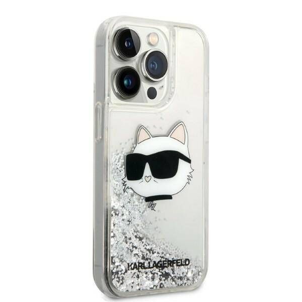 Original Case IPHONE 14 PRO Karl Lagerfeld Hardcase Glitter Choupette Head (KLHCP14LLNCHCS) silver 3666339086947