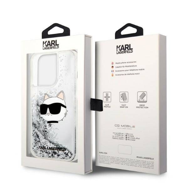 Original Case IPHONE 14 PRO Karl Lagerfeld Hardcase Glitter Choupette Head (KLHCP14LLNCHCS) silver 3666339086947