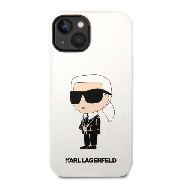 Original Case IPHONE 14 Karl Lagerfeld Hardcase Silicone Ikonik (KLHCP14SSNIKBCH) white 3666339086602