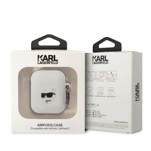 Case APPLE AIRPODS Karl Lagerfeld Silicone Choupette Head 3D white 3666339087920