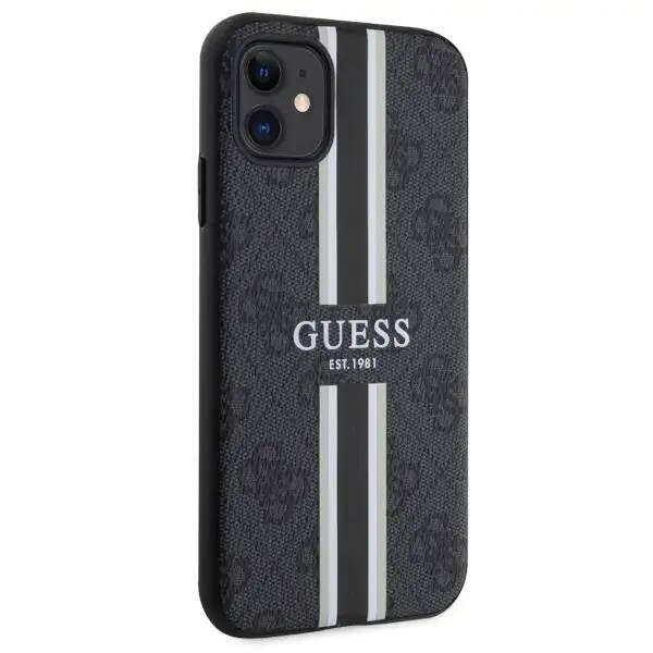 Original Case IPHONE 11 / XR Guess Hardcase 4G Printed Stripe MagSafe (GUHMN61P4RPSK) black 3666339119614