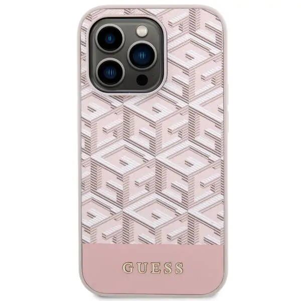 Original Case IPHONE 14 PRO Guess Hardcase GCube Stripes MagSafe (GUHMP14LHGCFSEP) pink 3666339112523