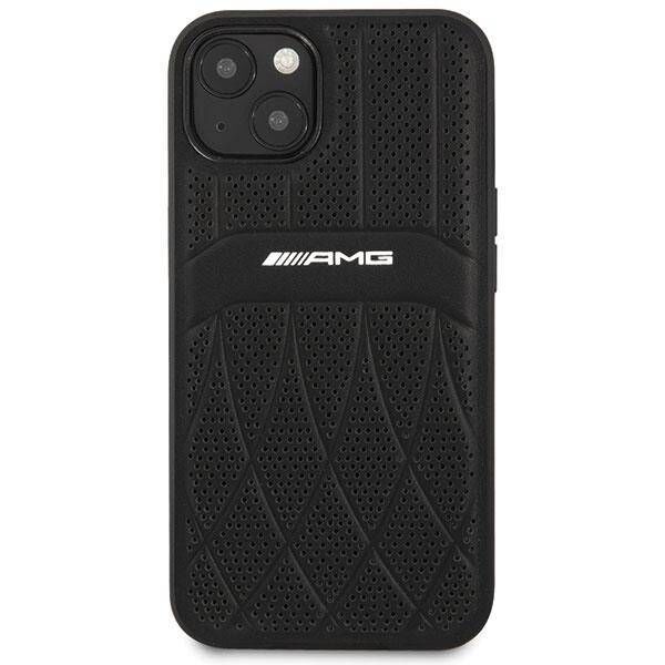 Case IPHONE 13 Mercedes AMG Hardcase Leather Curved Lines black 3666339018986