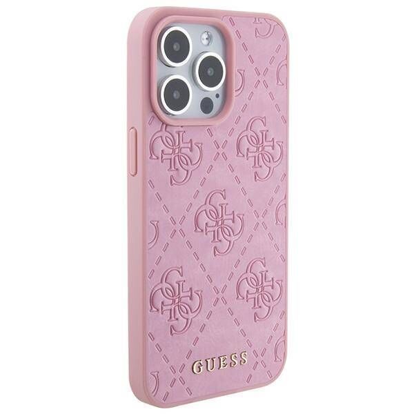 Original Case APPLE IPHONE 15 PRO Guess Hardcase Leather 4G Stamped (GUHCP15LP4EPMP) pink 3666339150327