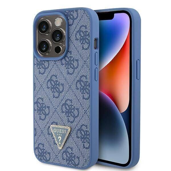 Original Case APPLE IPHONE 15 PRO Guess Hardcase Leather 4G Triangle Strass (GUHCP15LP4TDPB) blue 3666339146542