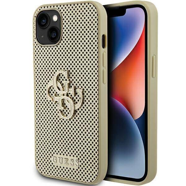 Original Case APPLE IPHONE 15 Guess Hardcase Perforated 4G Glitter (GUHCP15SPSP4LGD) gold 3666339151560